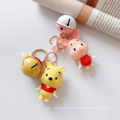 Jumping Tiger Pooh Bell Cartoon Keychain Wild Quicksand Ball 3D Doll Keychain Bag Accessories